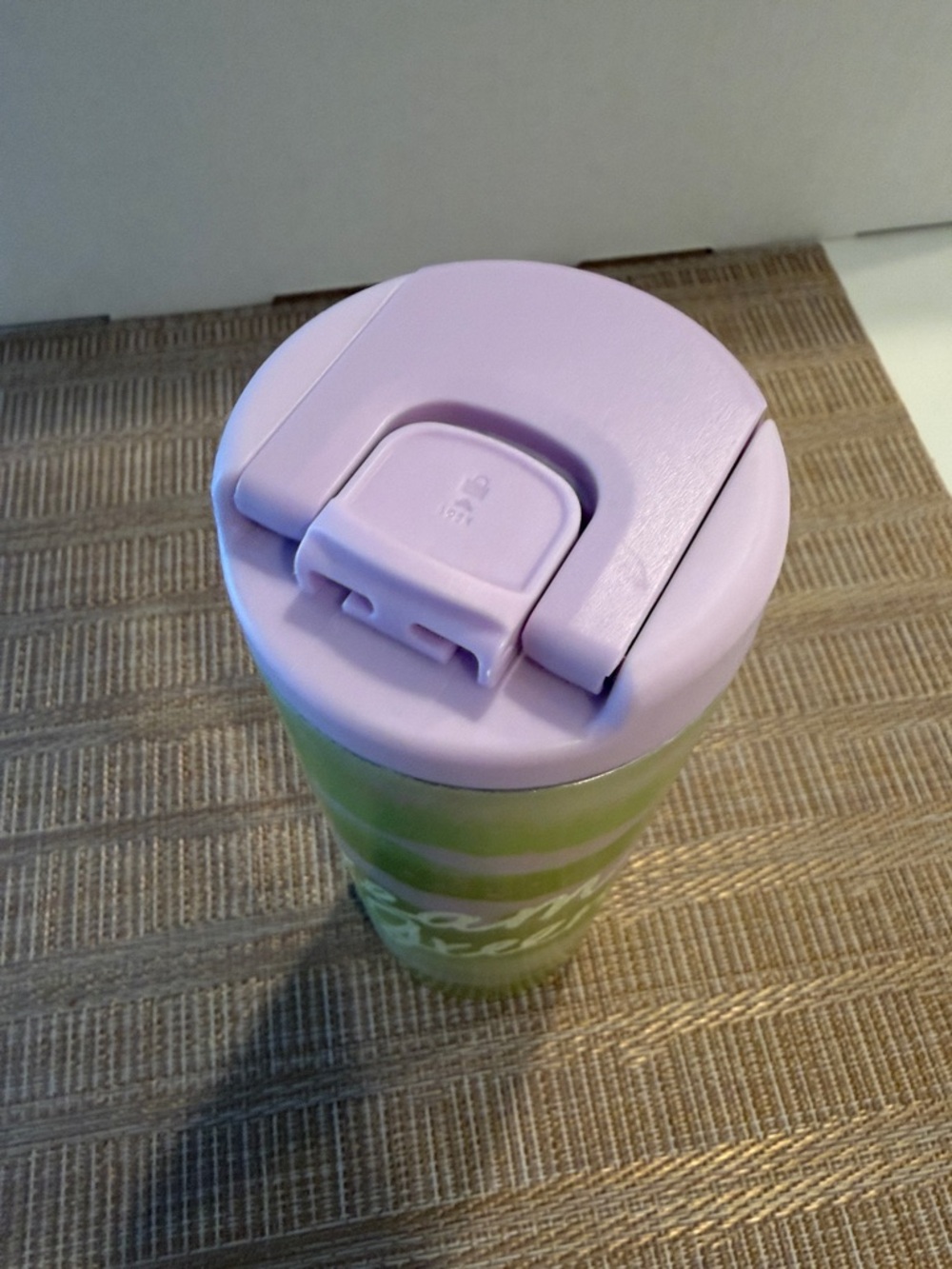 Starbucks Green and Lilac Swirl Travel Tumbler - Picture 3 of 4